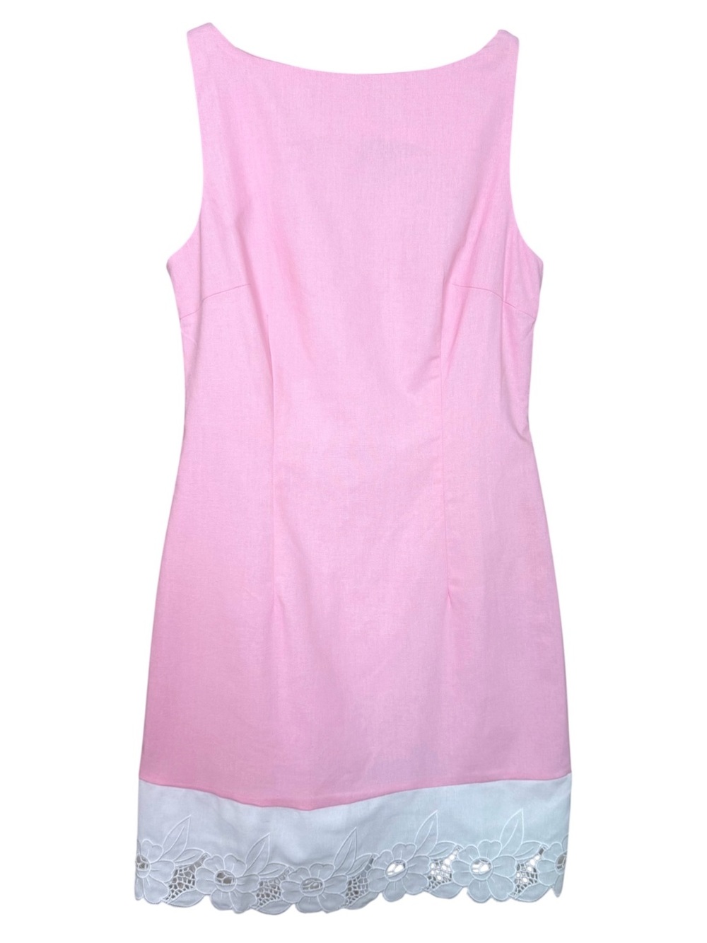 Commense Pink Linen Cotton Blend Embroidered Trim Mini Dress NWT XS